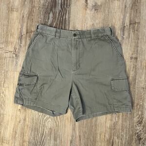 Geoffrey Beene Cargo Shorts Gray Cotton Button Pockets Flat Front Men
